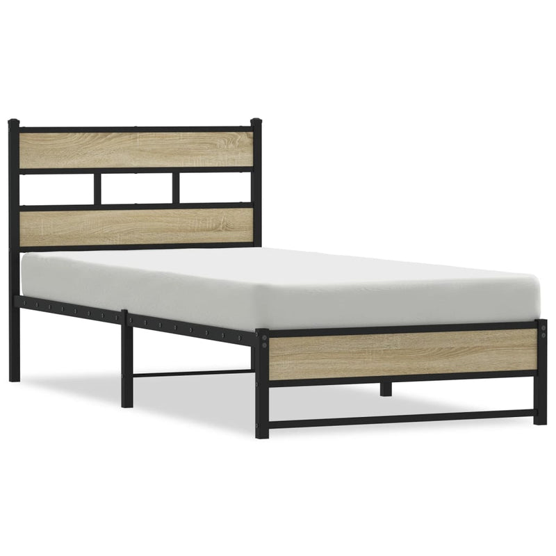 Metallbett ohne Matratze Sonoma-Eiche 107x203 cm