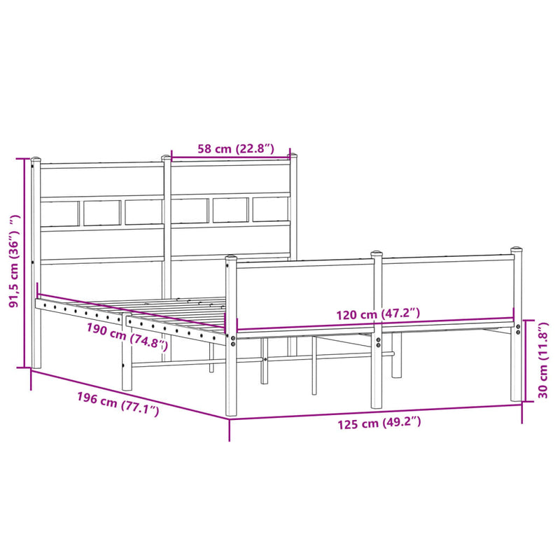 Bettgestell ohne Matratze Sonoma-Eiche 120x190 cm Holzwerkstoff