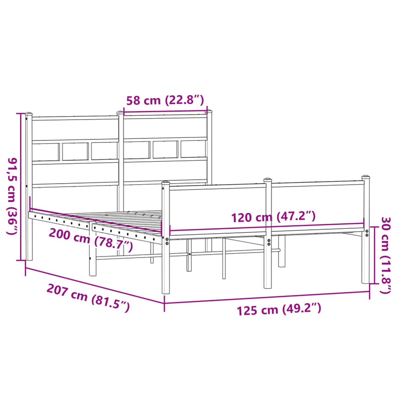 Bettgestell ohne Matratze Sonoma-Eiche 120x200 cm Holzwerkstoff