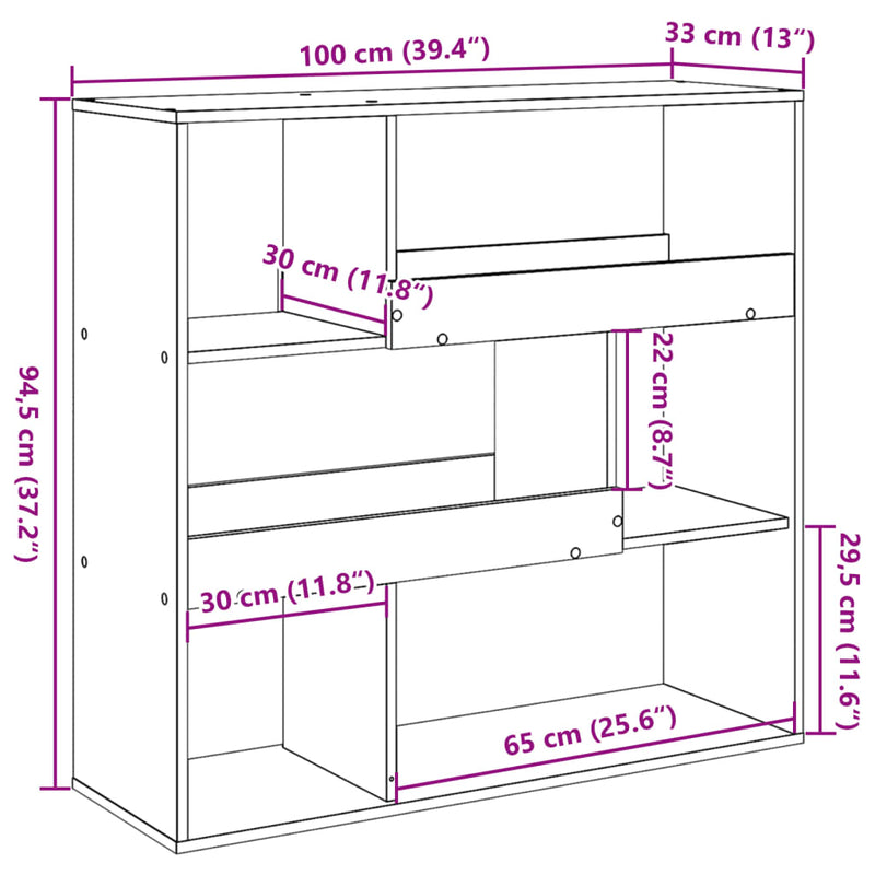 Bücherregal/Raumteiler Artisan-Eiche 100x33x94,5 cm