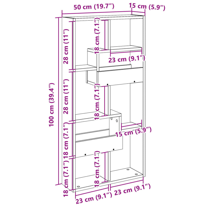 Wandschrank Sonoma-Eiche 50x15x100 cm Holzwerkstoff