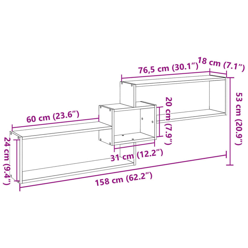 Wandschrank 158x18x53 cm Weiß Holzwerkstoff