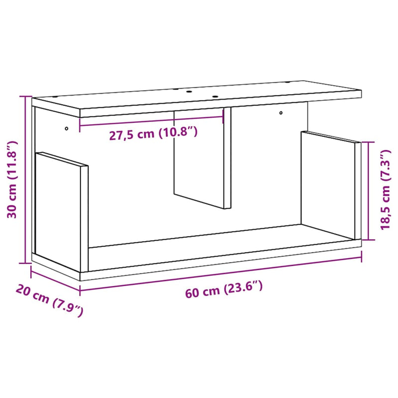 Wandschrank 60x20x30 cm Eichen-Optik Holzwerkstoff