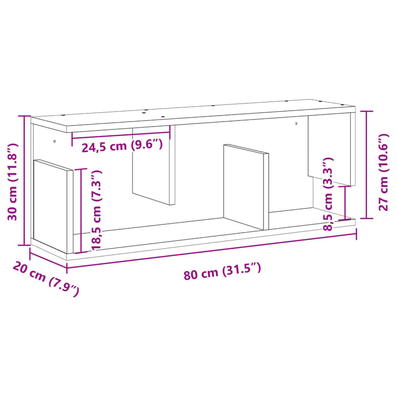 Wandschrank 80x20x30 cm Sonoma Eiche Holzwerkstoff