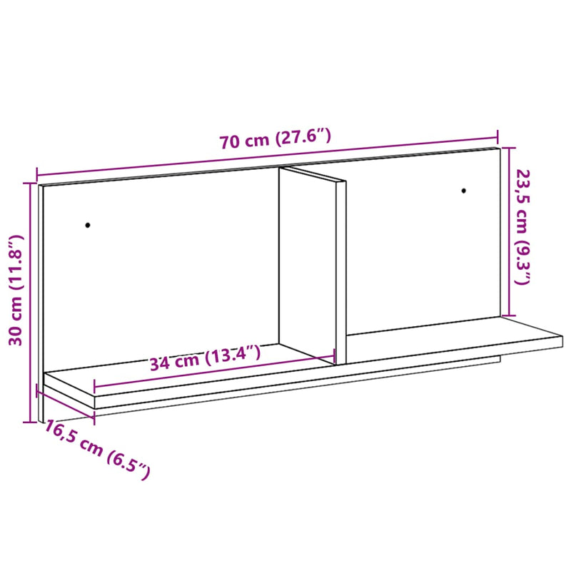 Wandschrank 70x16,5x30 cm Sonoma Eiche Holzwerkstoff