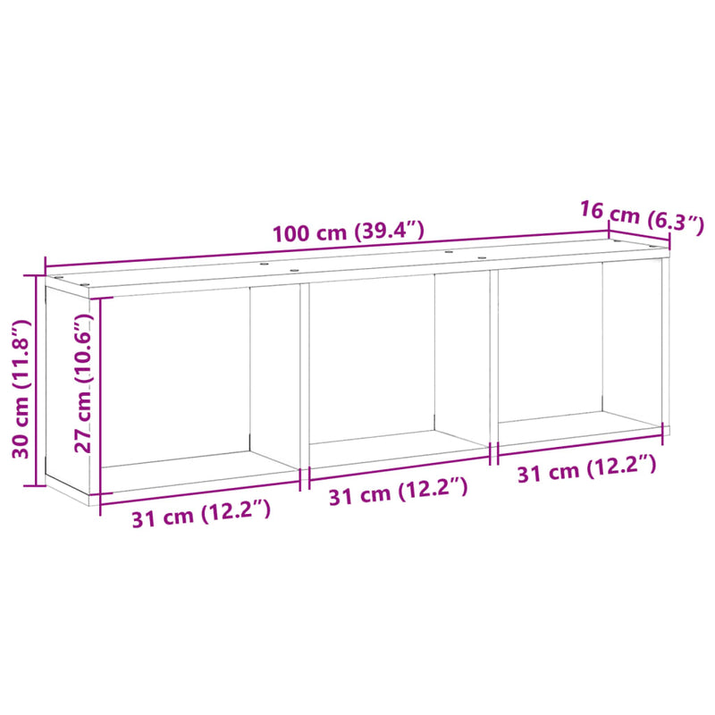 Wandschrank 100x16x30 cm Artisan-Eiche Holzwerkstoff