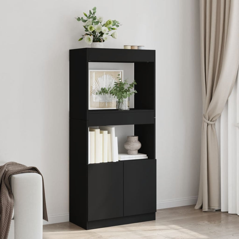 Highboard Schwarz 63x33x140 cm Holzwerkstoff