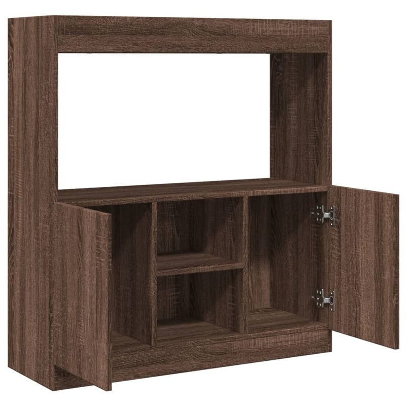 Highboard Braun Eichen-Optik 92x33x100 cm Holzwerkstoff