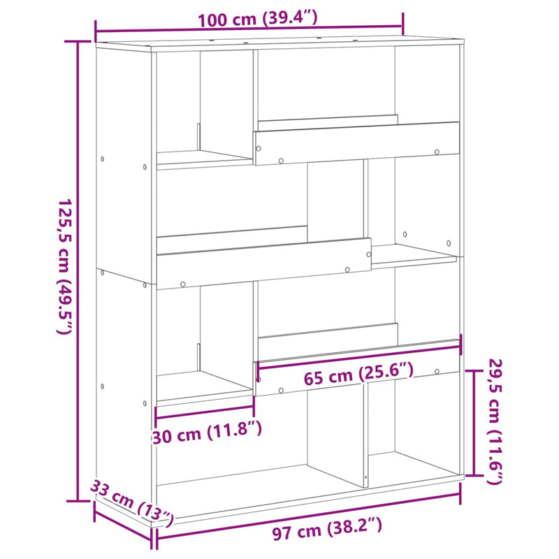 Bücherregal Grau Sonoma 100x33x125,5 cm Holzwerkstoff