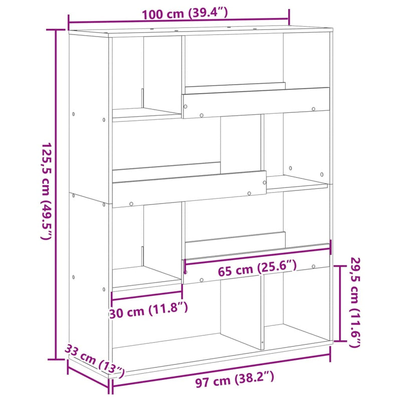 Bücherregal Eichen-Optik 100x33x125,5 cm Holzwerkstoff