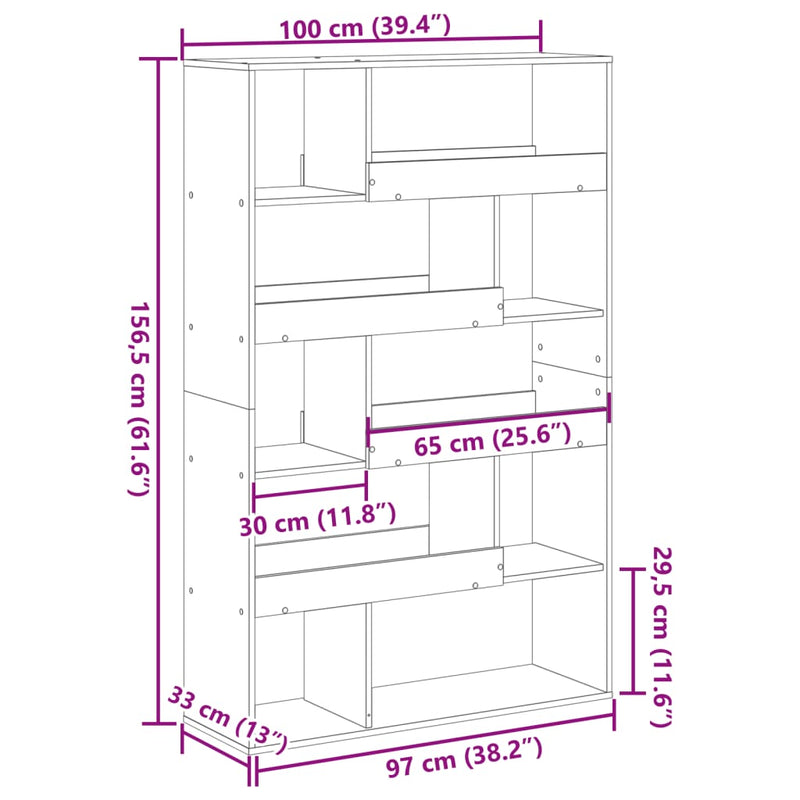 Bücherregal Räuchereiche 100x33x156,5 cm Holzwerkstoff