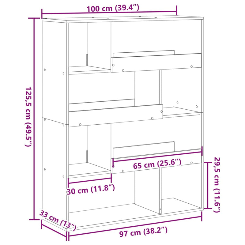 Raumteiler Grau Sonoma 100x33x125,5 cm Holzwerkstoff