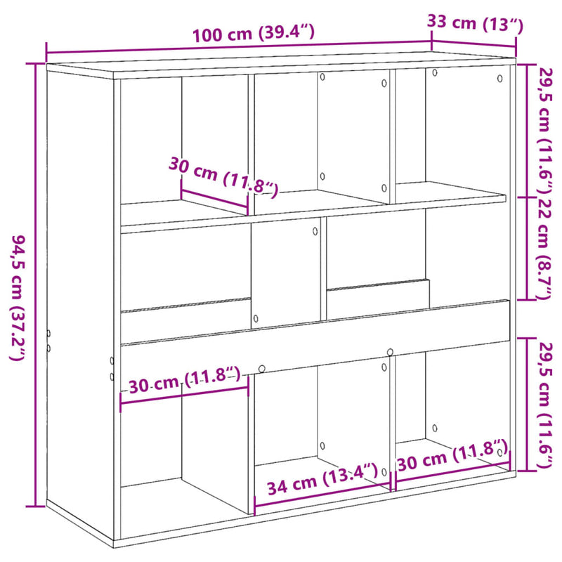 Raumteiler Sonoma-Eiche 100x33x94,5 cm Holzwerkstoff