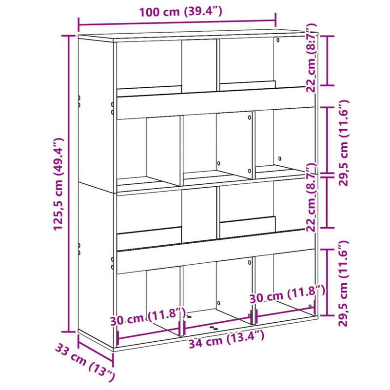 Raumteiler Eichen-Optik 100x33x125,5 cm Holzwerkstoff