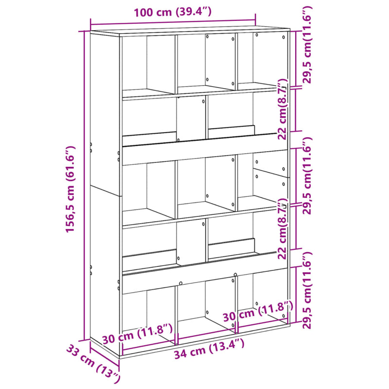 Raumteiler Grau Sonoma 100x33x156,5 cm Holzwerkstoff