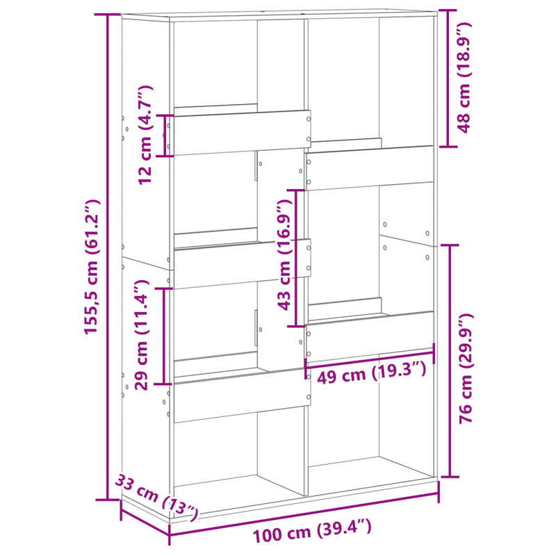 Raumteiler Braun Eichen-Optik 100x33x155,5 cm Holzwerkstoff