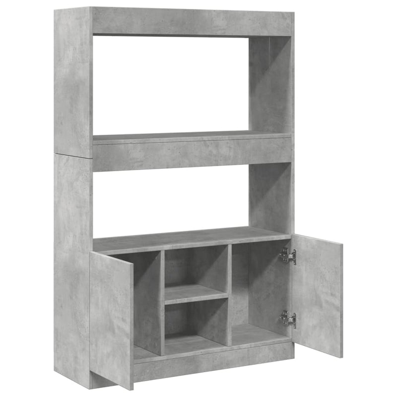 Highboard Betongrau 92x33x140 cm Holzwerkstoff