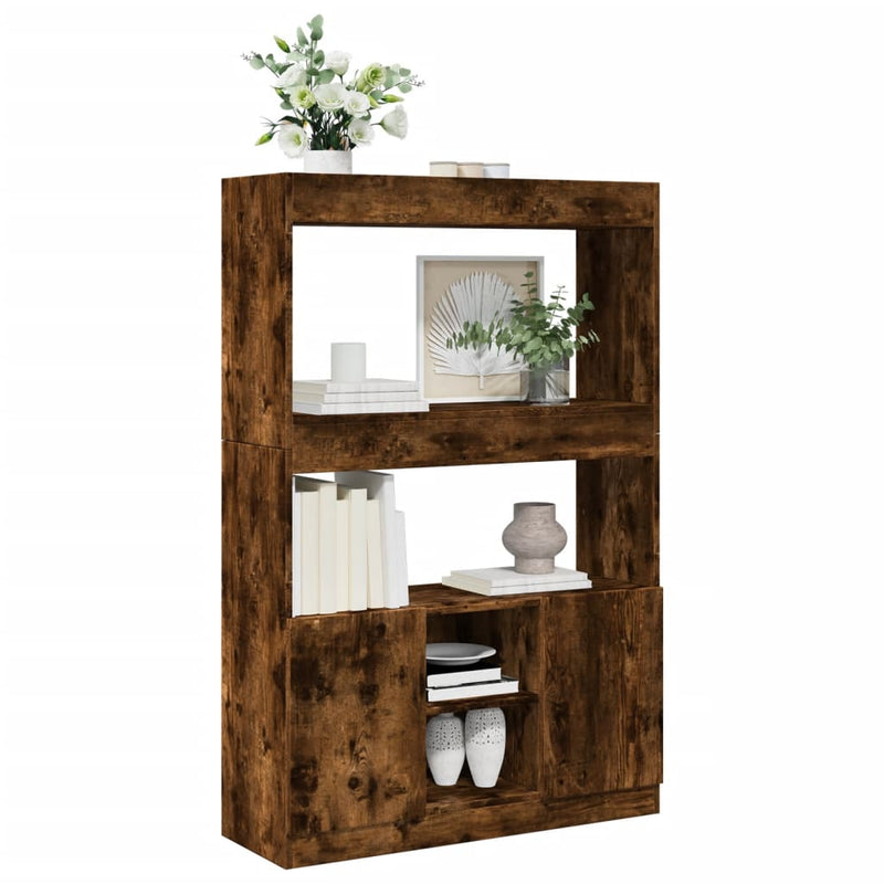 Highboard Räuchereiche 92x33x140 cm Holzwerkstoff