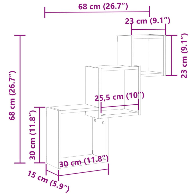 Wandregale Artisan-Eiche 68x15x68 cm Holzwerkstoff