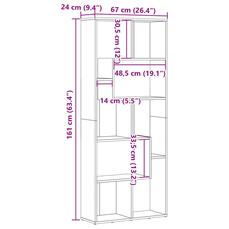 Bücherregal Altholz-Optik 67x24x161 cm Holzwerkstoff