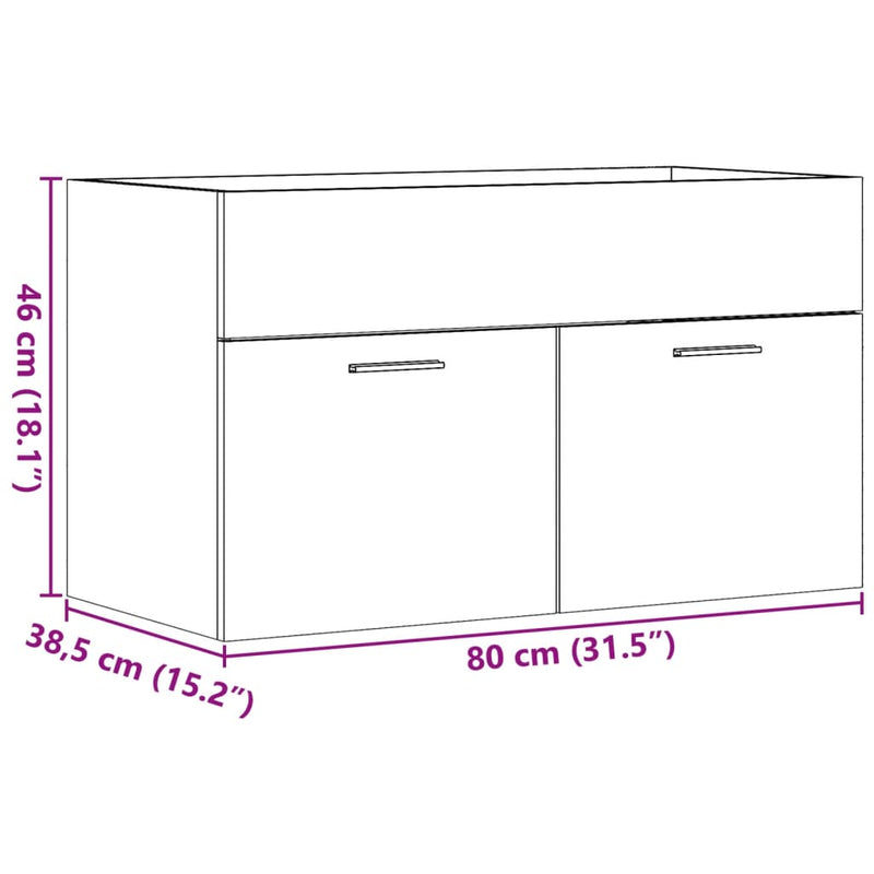 Waschbeckenunterschrank Betongrau 80x38,5x46 cm Holzwerkstoff