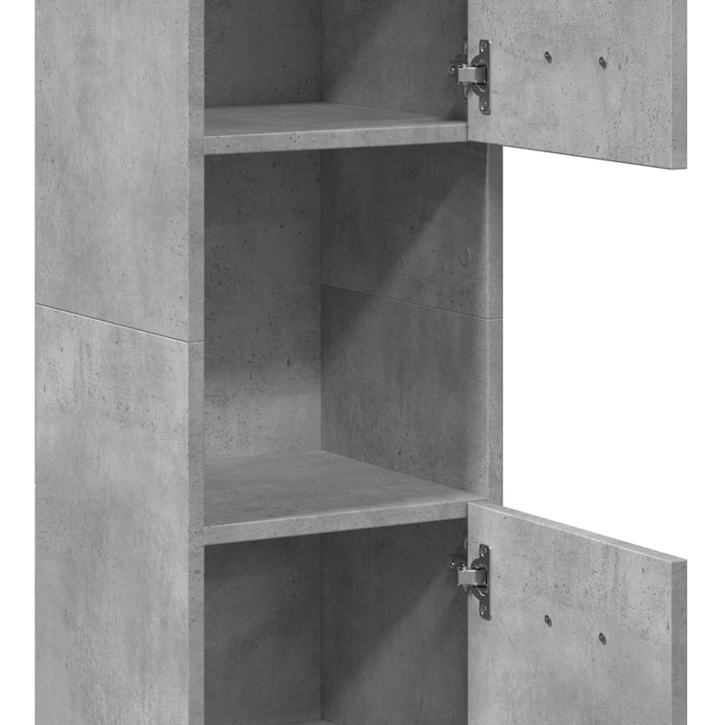 Bad-Hängeschrank Betongrau 30x30x130 cm Holzwerkstoff