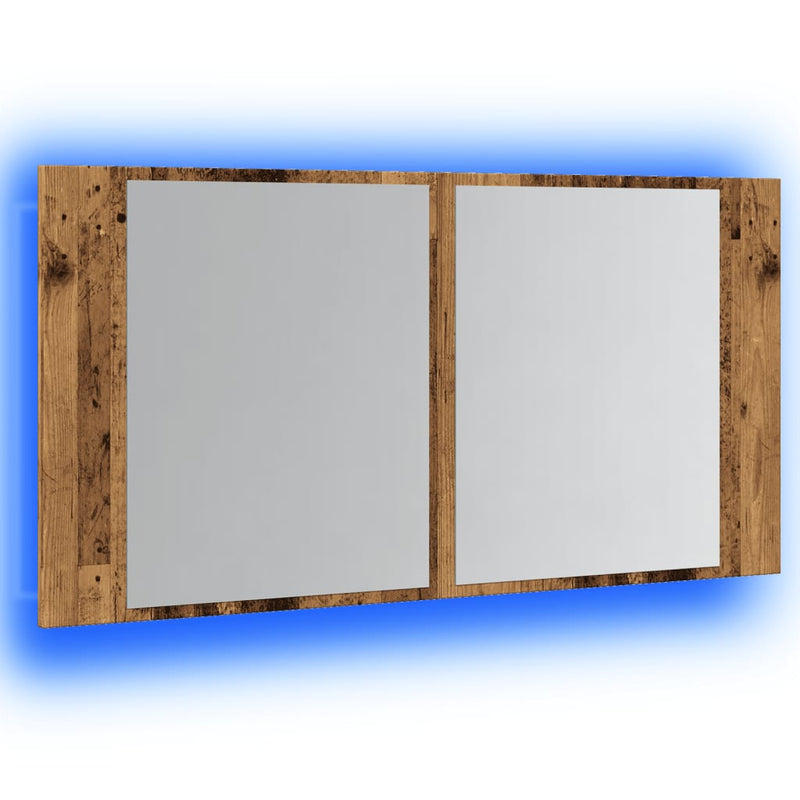 LED-Spiegelschrank Altholz-Optik 90x12x45 cm Holzwerkstoff