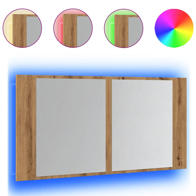 LED-Spiegelschrank Artisan-Eiche 90x12x45 cm Holzwerkstoff