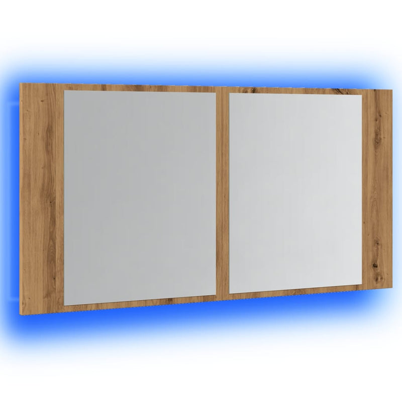 LED-Spiegelschrank Artisan-Eiche 90x12x45 cm Holzwerkstoff