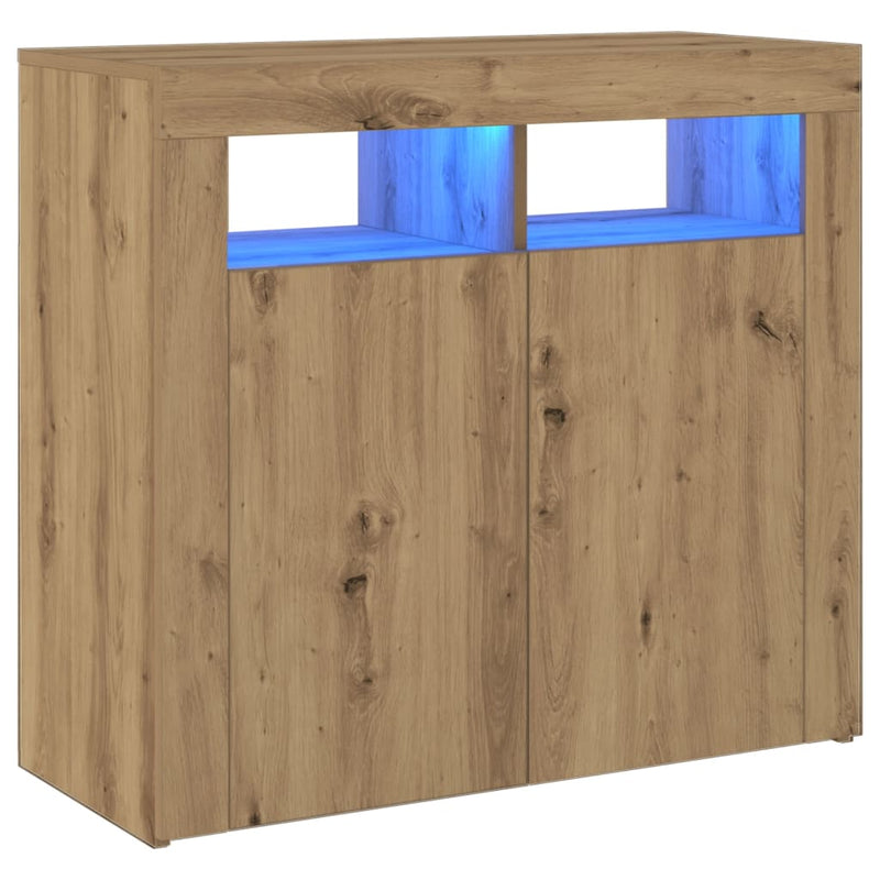 Sideboard mit LED-Leuchten Artisan-Eiche 80x35x75 cm