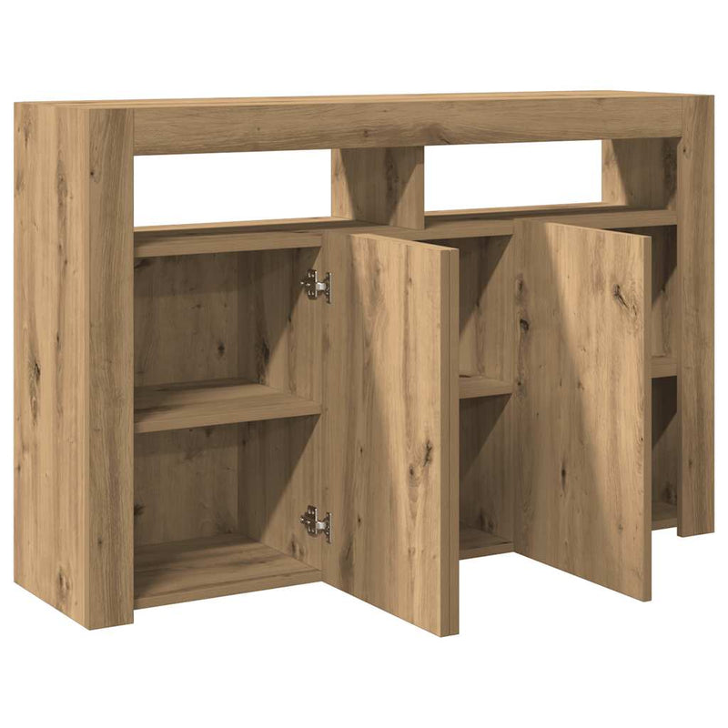 Sideboard mit LED-Leuchten Artisan-Eiche 115,5x30x75 cm