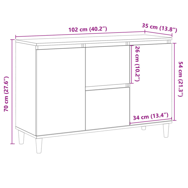 Sideboard Altholz-Optik 102x35x70 cm Holzwerkstoff