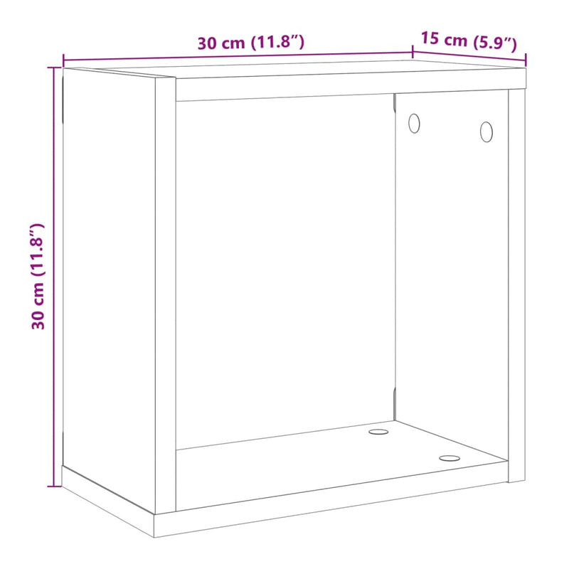 Würfel-Wandregale 6 Stk. Altholz-Optik 30x15x30 Holzwerkstoff