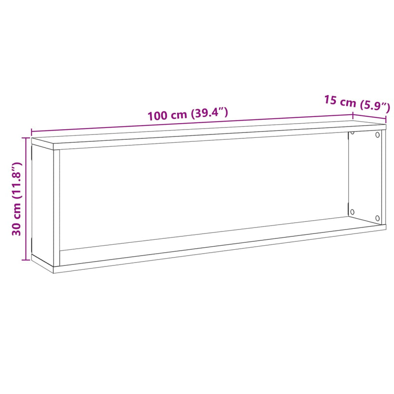 Würfel-Wandregale 2 Stk. Altholz-Optik 100x15x30 Holzwerkstoff