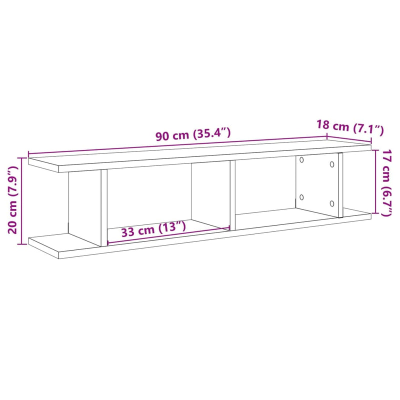 Wandregale 2 Stk. Altholz-Optik 90x18x20 cm Holzwerkstoff