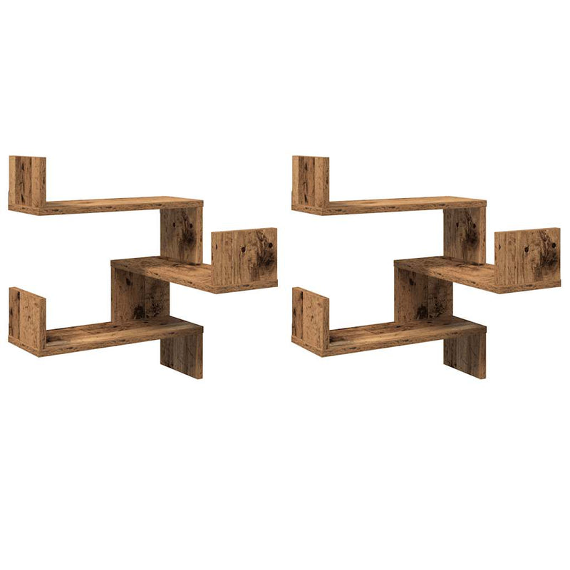 Wand-Eckregale 2 Stk. Altholz-Optik 40x40x49,5 Holzwerkstoff