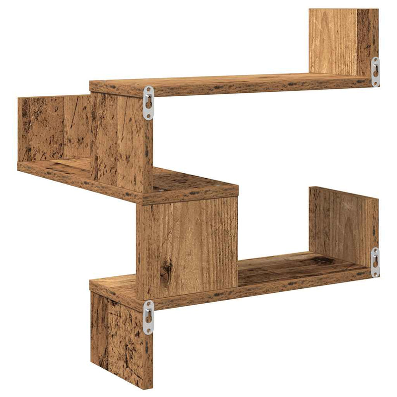 Wand-Eckregale 2 Stk. Altholz-Optik 40x40x49,5 Holzwerkstoff