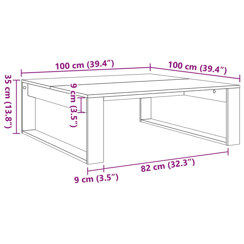 Couchtisch Artisan-Eiche 100x100x35 cm Holzwerkstoff