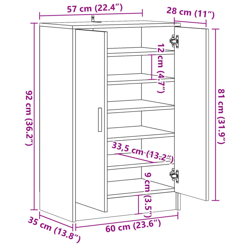 Schuhschrank Altholz-Optik 60x35x92 cm Holzwerkstoff