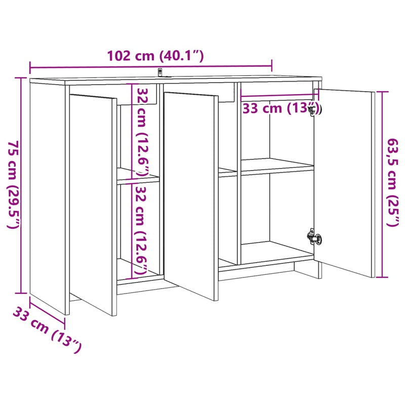 Sideboard Altholz-Optik 102x33x75 cm Holzwerkstoff