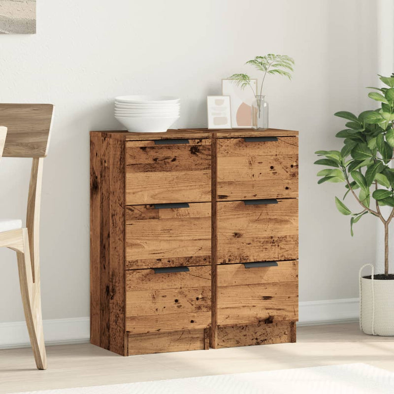 Sideboards 2 Stk. Altholz-Optik 30x30x70 cm Holzwerkstoff