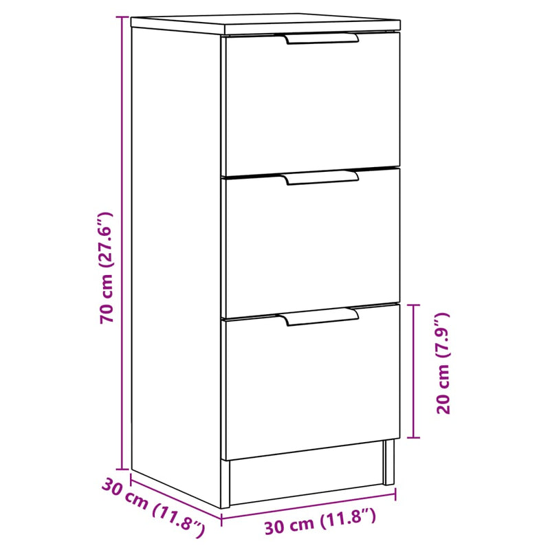 Sideboards 2 Stk. Altholz-Optik 30x30x70 cm Holzwerkstoff