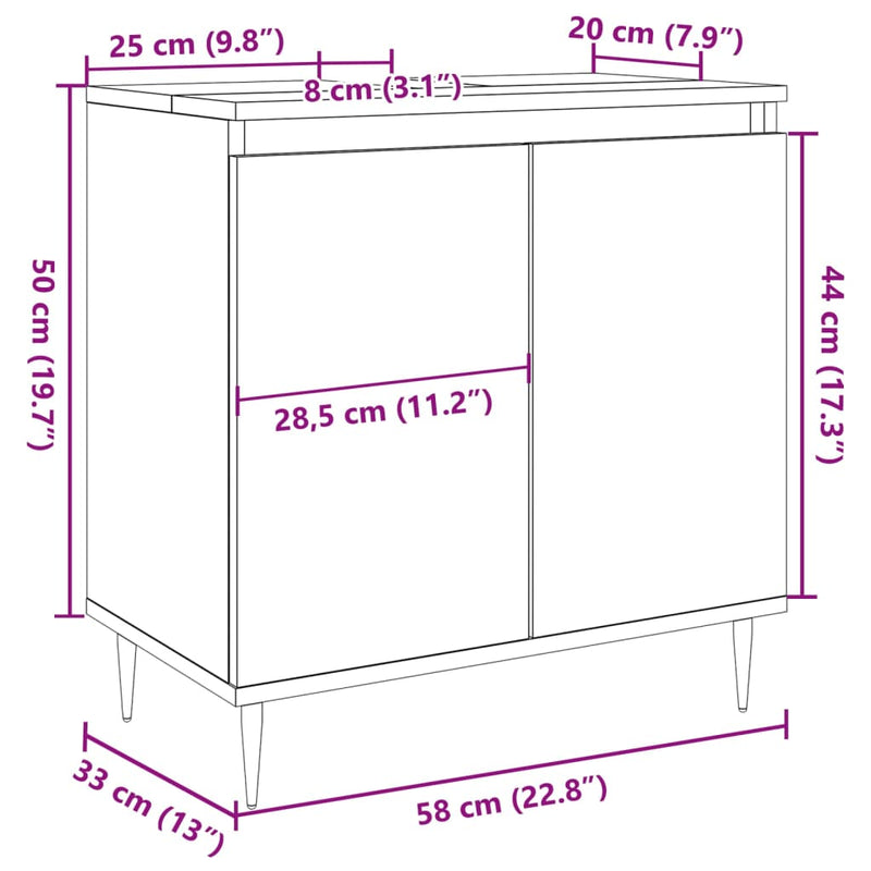 Badschrank Altholz-Optik 58x33x60 cm Holzwerkstoff