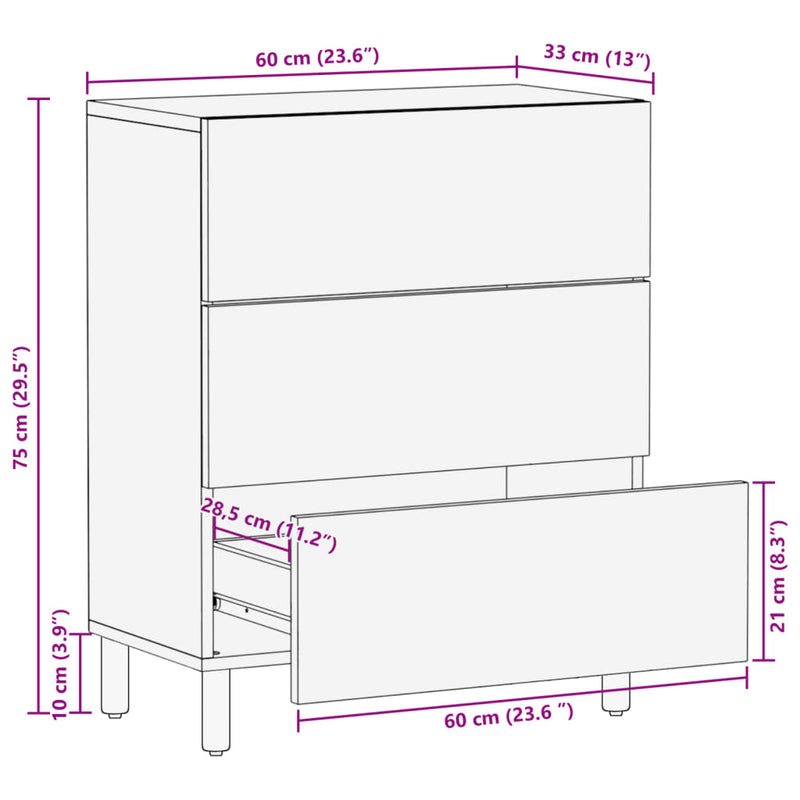 Sideboard Schwarz 60x33x75 cm Holzwerkstoff