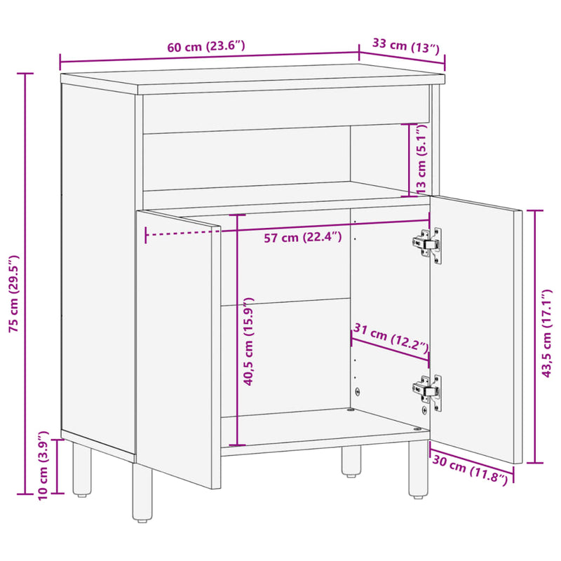 Sideboard Schwarz 60x33x75 cm Holzwerkstoff