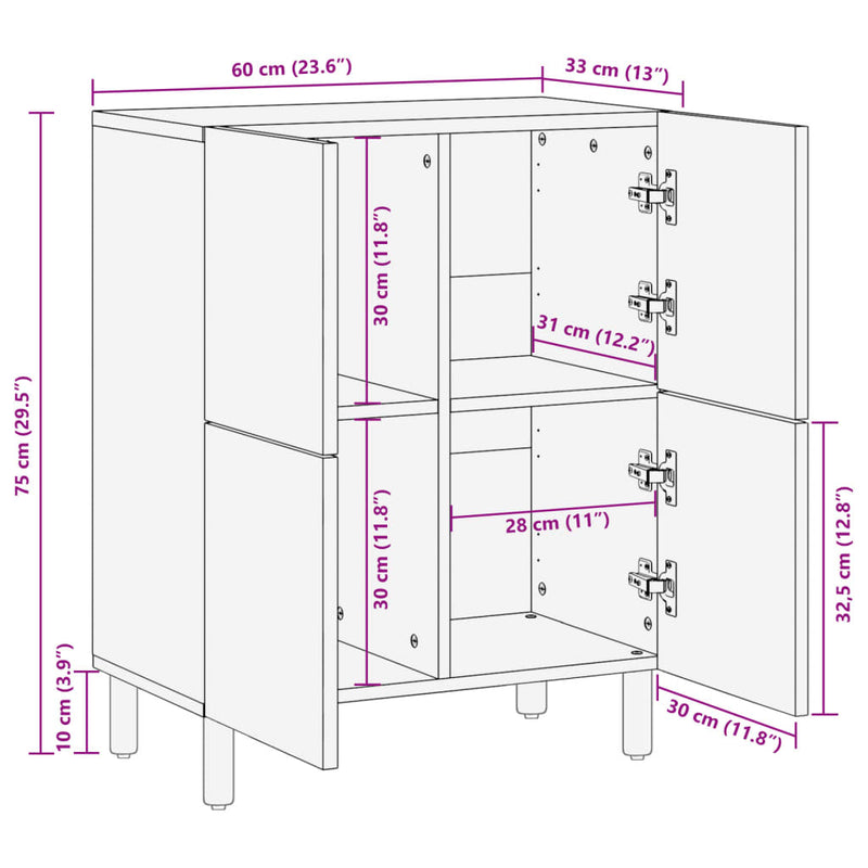 Sideboard Schwarz 60x33x75 cm Holzwerkstoff