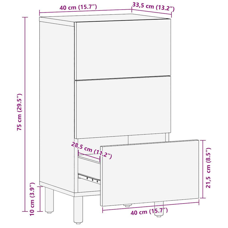 Sideboard 40x33,5x75 cm Raues Mangoholz