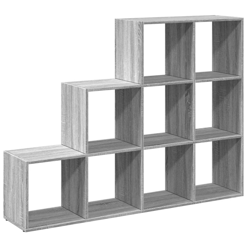 Raumteiler-Bücherregal 3 Stufen Grau Sonoma 137,5x29x103,5 cm