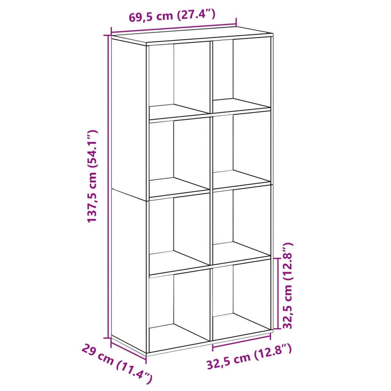 Raumteiler-Bücherregal Grau Sonoma 69,5x29x137,5 cm