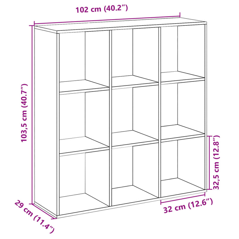 Raumteiler-Bücherregal Artisan-Eiche 102x29x103,5 cm